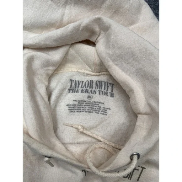 Taylor Swift The Eras Tour Hoodie XL Cream Beige Graphic Sweatshirt Merch - Picture 6 of 12
